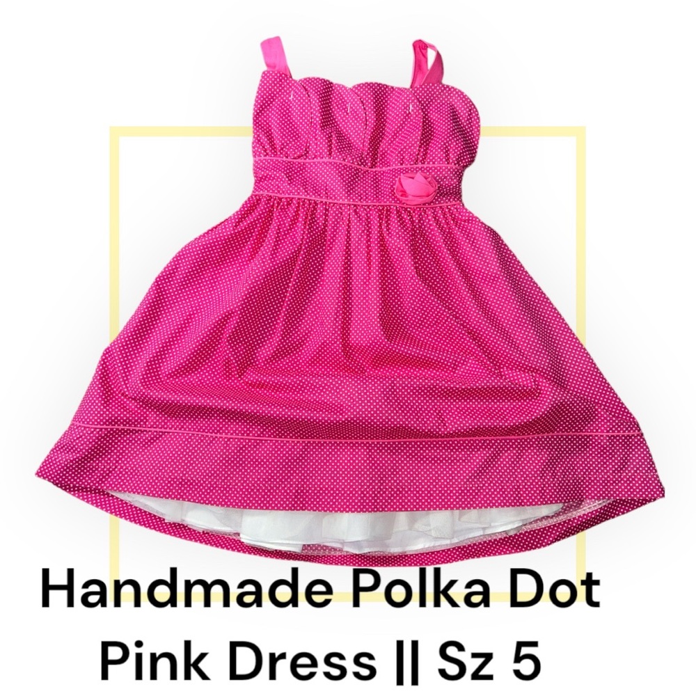 Handmade Polka Dot Pink Scalloped Neckline